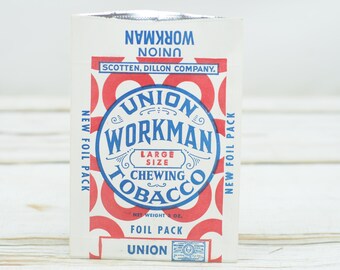Vintage . 5 NOS 1930s Union Workman Chewing Tobacco Advertising Tobacco Bag  Heavy Paper Packaging +