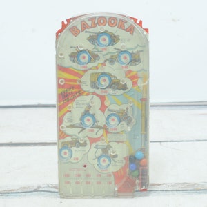Vintage . Toy Marx 1950s BAZOOKA Military Theme Pinball Game Tin Toy Decor Collectible