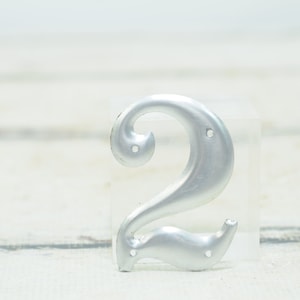 Vintage . #2 1970s Aluminum House Number Mailbox Number Sign Aluminum Metal Number
