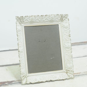 Vintage 13&quot; Ornate Painted White Gold Picture Frame Ornate Wall Frame Table Frame