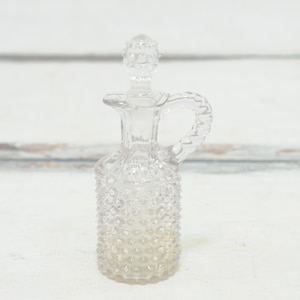 Antique EAPG Pointed Hobnail Cruet with Stopper Antique Clear Glass 6&quot;
