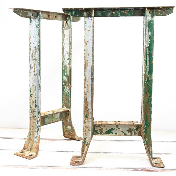 Vintage Chippy Industrial Steel Workbench Legs Industrial Table Legs 23"L x 5.75"W x 33.5"H