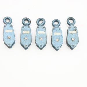 5 Vintage Korea Snatch Pulley Blue Green Swivel Blocks Single Sheave