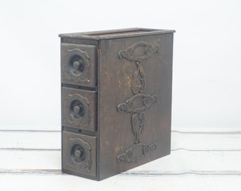 Antique Singer Triple Carved Drawer Set Original Treadle Sewing Machine Cabinet