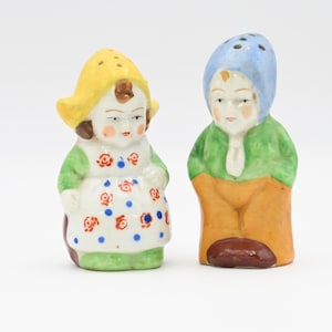 Vintage Salz und Pfefferstreuer, holländische Junge Mädchen besetzt Japan Salz und Pfefferstreuer
