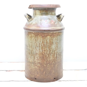 Zeldzaam vintage Dallas Dairy Can Cream Can Dallas Dairy 10 gallon Rusty Milk Can Dallas Wisc.