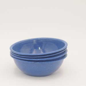 4 Vintage Blue And White Enamelware Camping Bowls Cereal Soup Bowls