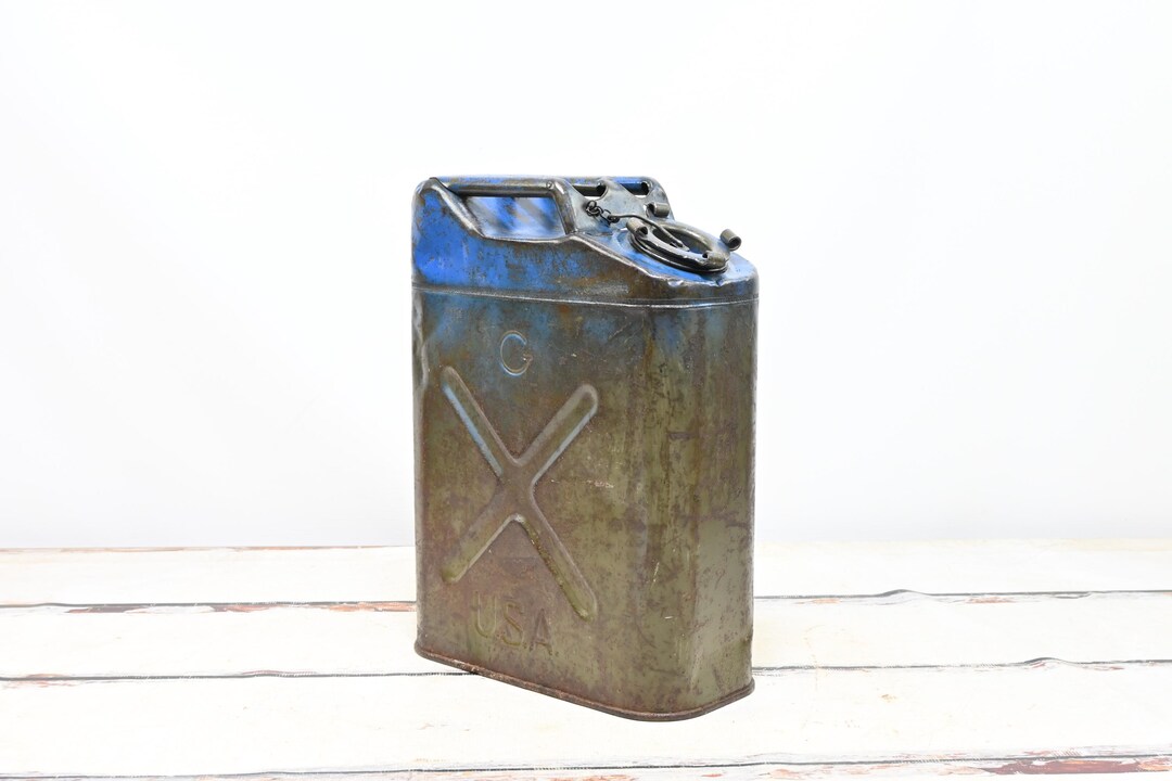 Vintage .1951 Wheeling? Military Metal Water Fuel Tank Blue USA