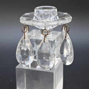 Vintage Glass Bobeche With 5 Crystal Teardrop Prisms Candlestick,Chandelier, Lamps, Candle Drip Box 535