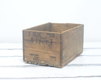 Vintage Dovetail WWII Era TNT Box "High Explosives Dangerous"  Empty Box Crate