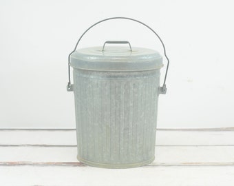 Bote de basura de zinc/galvanizado vintage mediano Recipiente para basura Recipiente para basura Cocina Baño Decoración industrial PageScrappers +