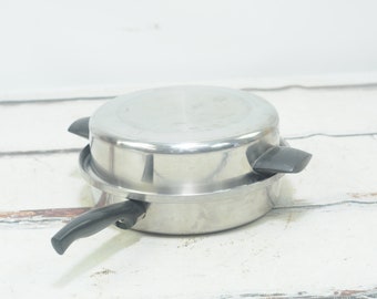 Vintage Stainless Steel Kitchen Craft By Wear Ever Cookware 3 Ply 11" Deep Fry Pan Skillet With Lid Egg Poaching Insert