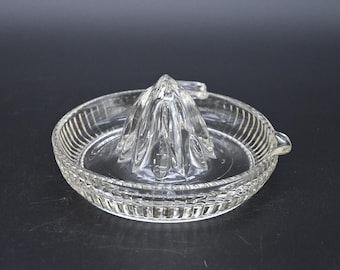 Vintage Heavy Clear Ribbed Glass Handled Juicer Reamer 6.25" EXC Cond #6