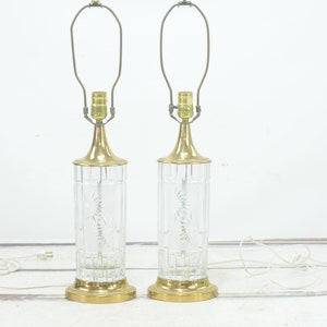 Vintage  Brass and Cut Glass Crystal Signed Dresden Table Lamps VGC  Works