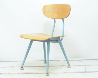 Vintage 1960's American Seating Bent Wood and Blue Metal Desk Chair School Chair Industrial Metal Good Condition +