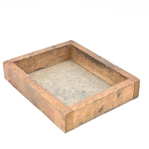 Vintage Wood Box Tray Zinc Metal Bottom Wood Box Counter Storage 9x7.5x1.75