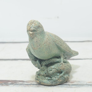 Verweerd. Mooie Vogel Vintage Cement/Beton Tuinbeeld Tuin Decor Cottage Decor Vogel op Bloemen Collectible +