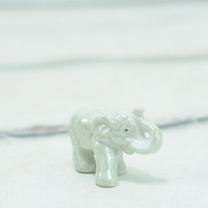 Vintage Iridescent Lusterware Elephant Figurine Lucky Trunk Up Made in Japan +
