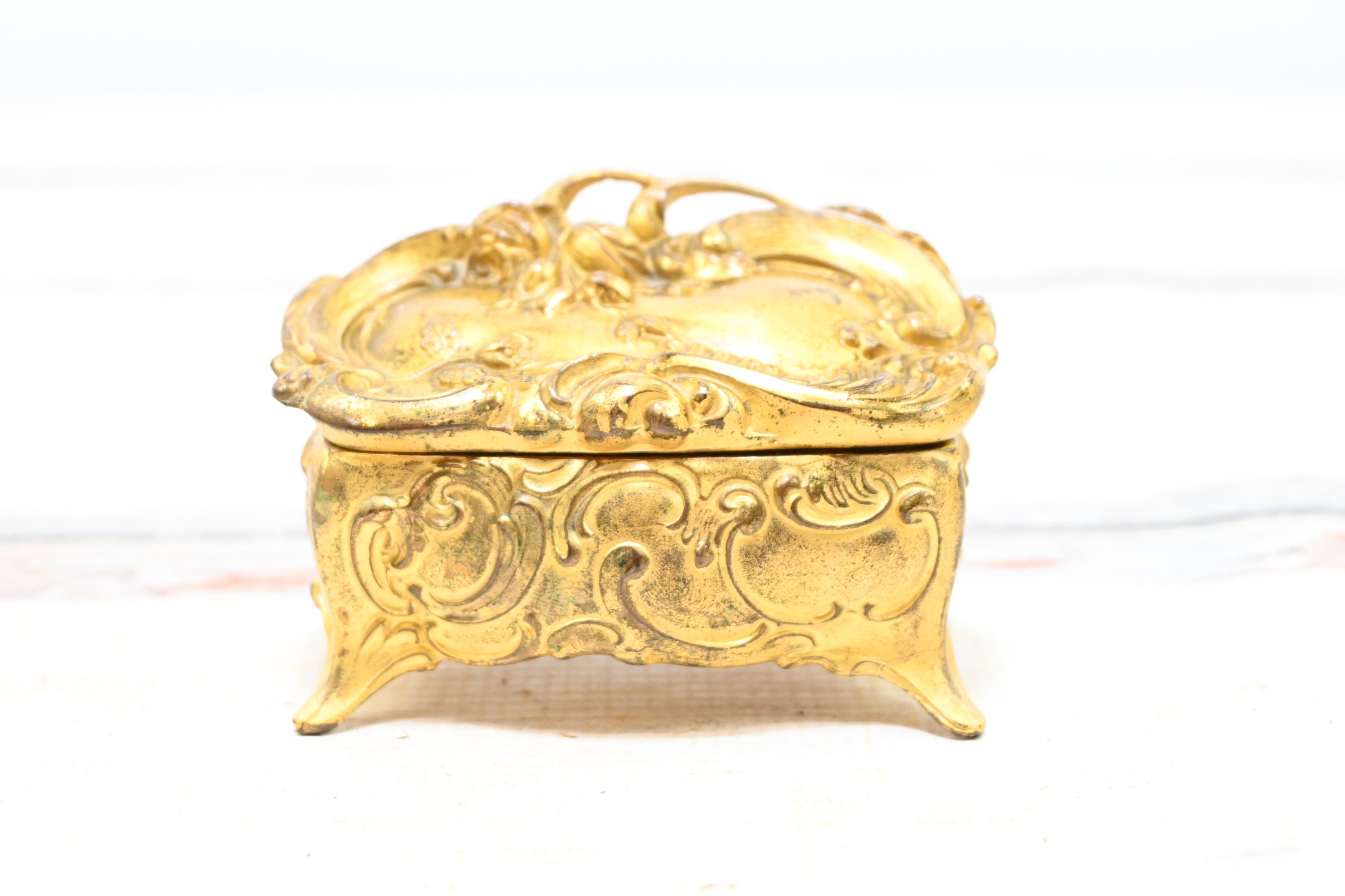 Antique/vintage Bronze Art Nouveau Jewelry/casket Box JB, Jennings