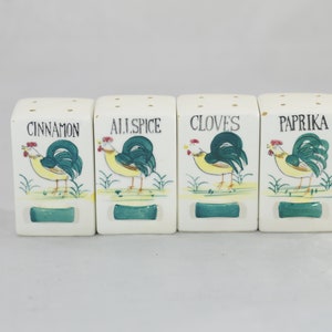 Vintage . Ceramic Spice Jars Chicken and Rooster Spice Canisters