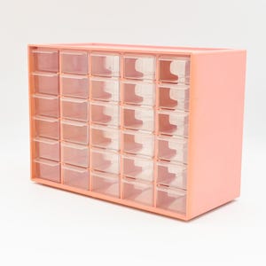 Cassetti per parti vintage Akro-Mils Industrial Parts Bins, organizer in plastica rosa 10-330, 30 cassetti