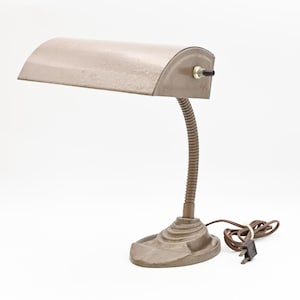 1920s Art Deco Cast Iron Base Fortune Gooseneck Industrial Desk Lamp