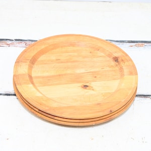 Vintage Set of 3 Wood Charger Plates 13 3/8"Diameter VG Cond