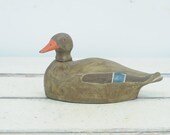Vintage . Primitive Carved Wood Duck Decoy Hand Carved Painted Female Mallard Figurine Display
