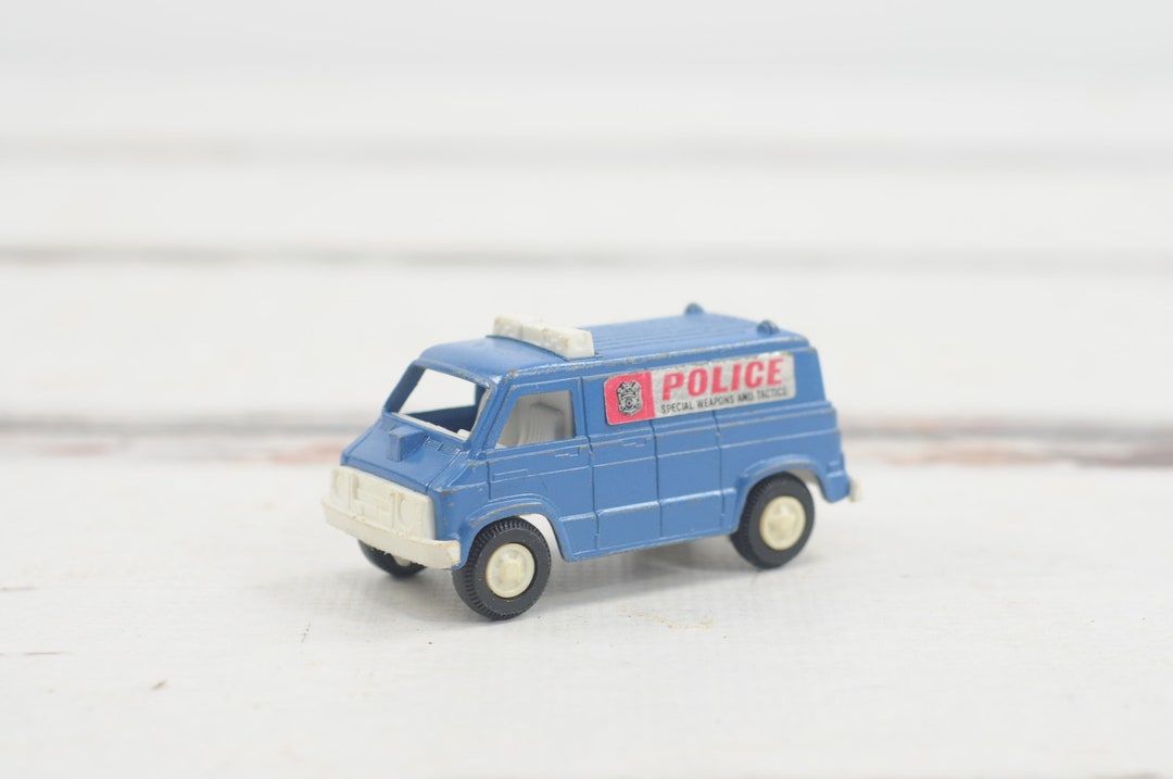 Vintage .tootsie Toy Police Van Blue and White Vintage Toy Etsy