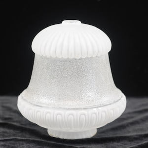 Vintage. Plafondlamp kap/bol melkwit glas en helder kiezelglas art deco +
