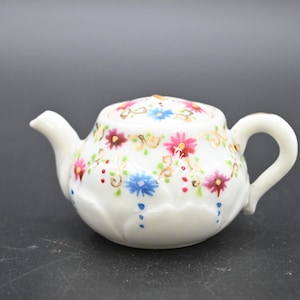 Very Cute Vintage Floral Mini Teapot Ironstone Teapot Flowers 3.5&quot;L