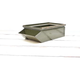 2 Vintage . Stackbin Style Metal Boxes Industrial Stacking Bins in
