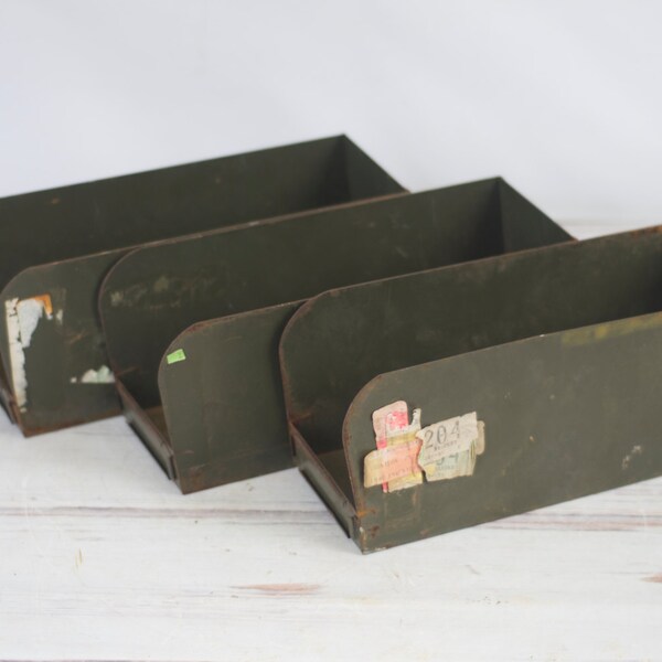 Vintage Industrial Bin 3 Bin Industrial Storage Parts Bins Medium Parts Bins