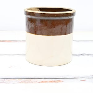 Vintage Stoneware Crock Vintage Crock Stoneware Crock Salt Cellar Utensil Holder 7.75&quot;H x 7.5&quot;D