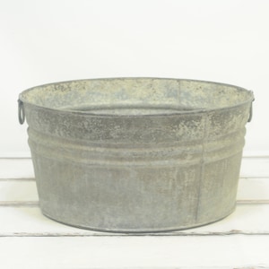 Galvanized Tub Wash Tub #2 Washtub Bucket Metal Handle Galvanized Garden Planter Photo Prop #SH1