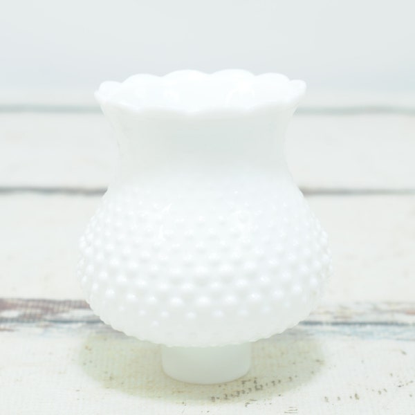 Vintage Hobnail Milk Glass Hurricane Fluted Lamp Light Shade Globe Chimney 5.25"