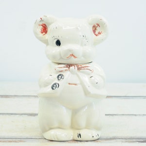 Vintage . 1930s l940s American Bisque Turnabout 2 Sided BearCookie Jar Boy Girl