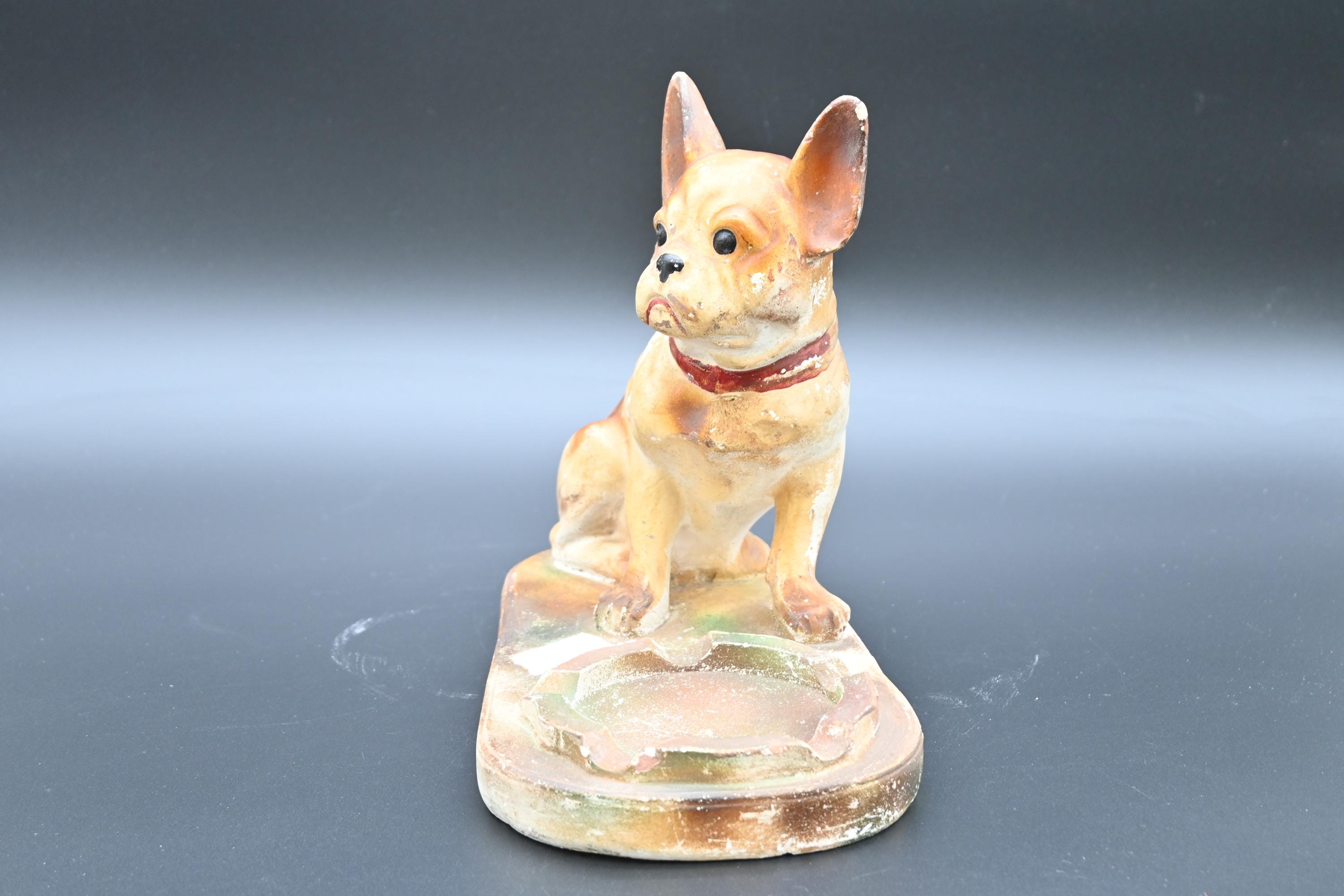 Vintage Carnival Chalkware Dog Carnival Prize Sitting French