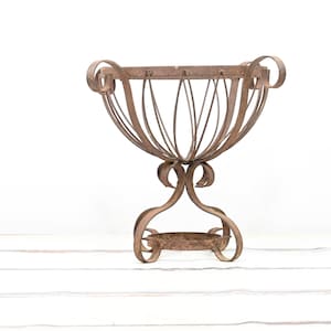 Vintage . Wrought Iron Floor Urn Planter Plant Stand Wrought Iron Outdoor Planter