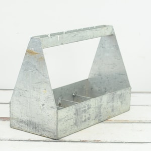 Vintage Handmade Divided Aluminum Tool Tote Vintage Tool Box Aluminum Tray Storage Organization +