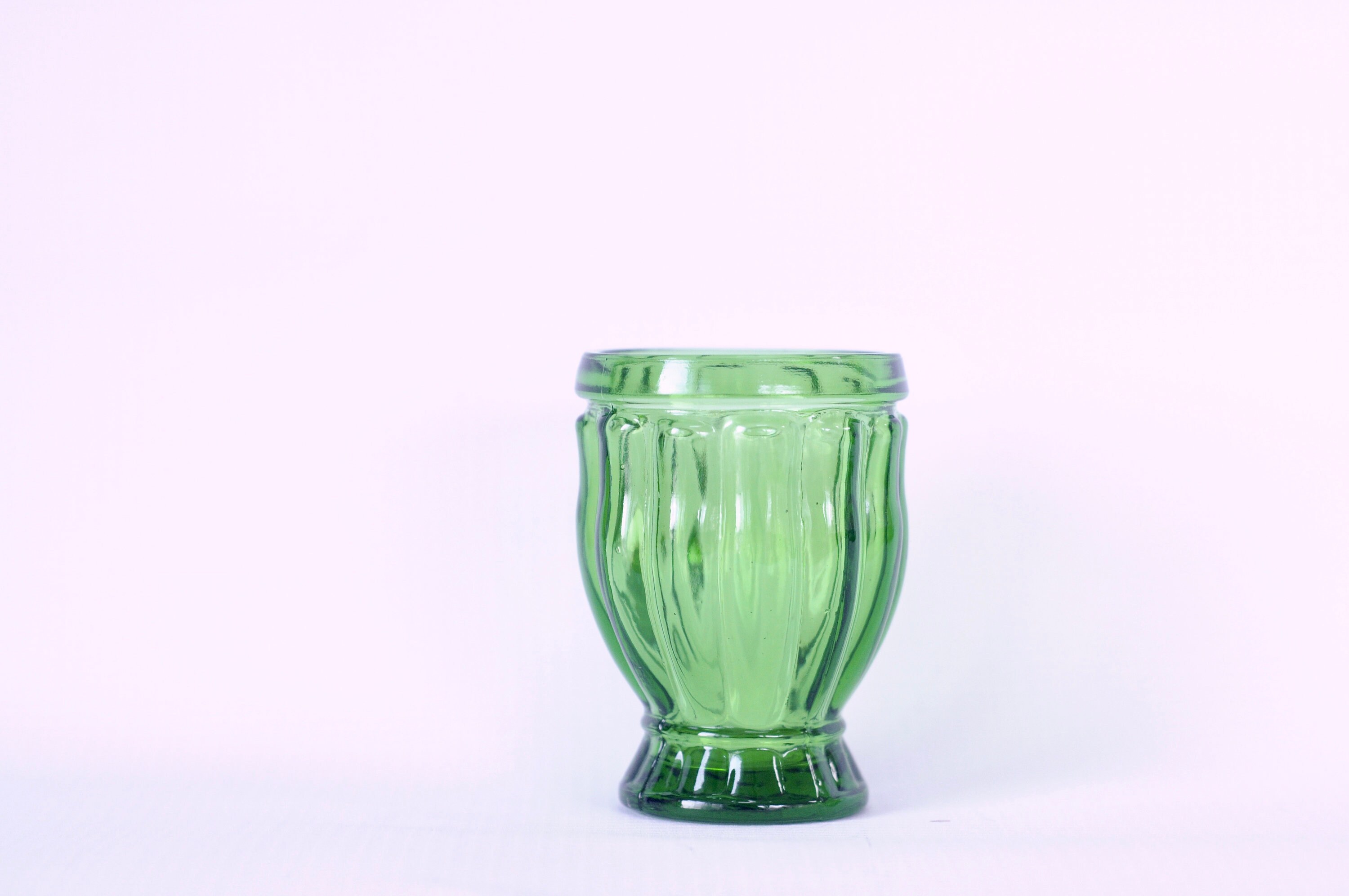 Vintage . Footed Green Ribbed Glass Toothpick Holder Banded Etsy