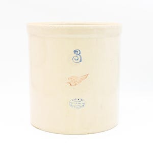 Antique 3 Gallon Red Wing Stoneware Crock Large Primitive Rustic Decor