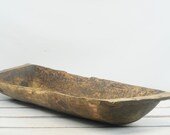 Antique 19th C Primitive Hand Carved 52 quot Wood Dough Trencher Bowl Folk Art Repaired
