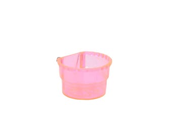 Vintage Retro Plastic Bird Cage Feeder Hot Pink Fluorescent Bird Food Receptacle