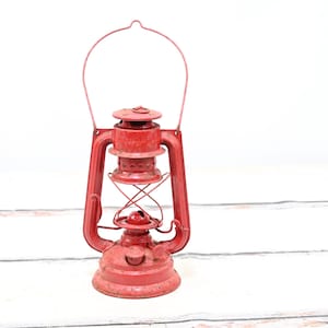 Vintage . Red Tubular Kerosene Lantern Kerosene Lamp