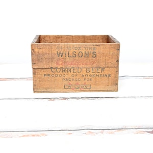 Antique Old Wilsons Corned Beef Argentina Wood Box Shipping Crate Container