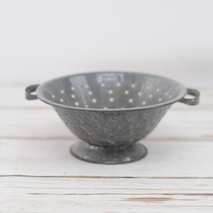 Vintage . Colander Gray Graniteware Granite Ware Enamel Ware Strainer #2