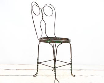 Antique Wrought Iron Ice Cream Parlor Chair 34.5"H No Seat Chicago Wire Chair Co