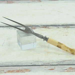 Vintage . Faux Bone / Bone/ Bakelite? Handle Serving Fork