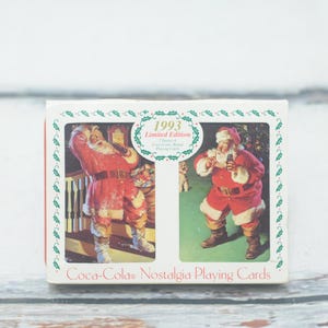 Cartas de jogar Coca-Cola NOS vintage de 1993, Papai Noel com lata, edição limitada, sem abrir